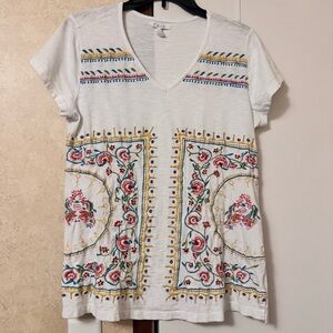 CAITE White Embroidered Women's Top